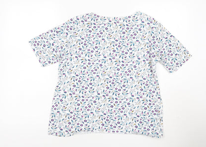 Seasalt Women’s Multicoloured Floral Organic Cotton Short Sleeve T-Shirt UK 14