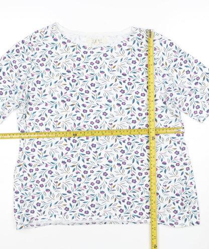 Seasalt Women’s Multicoloured Floral Organic Cotton Short Sleeve T-Shirt UK 14