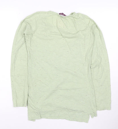 Fat Face Women's Green Long Sleeve Henley Cotton T-Shirt Size 16