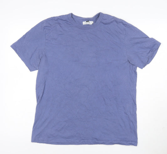 Topman Men's Blue Cotton Crew Neck T-Shirt Size XL Classic Fit