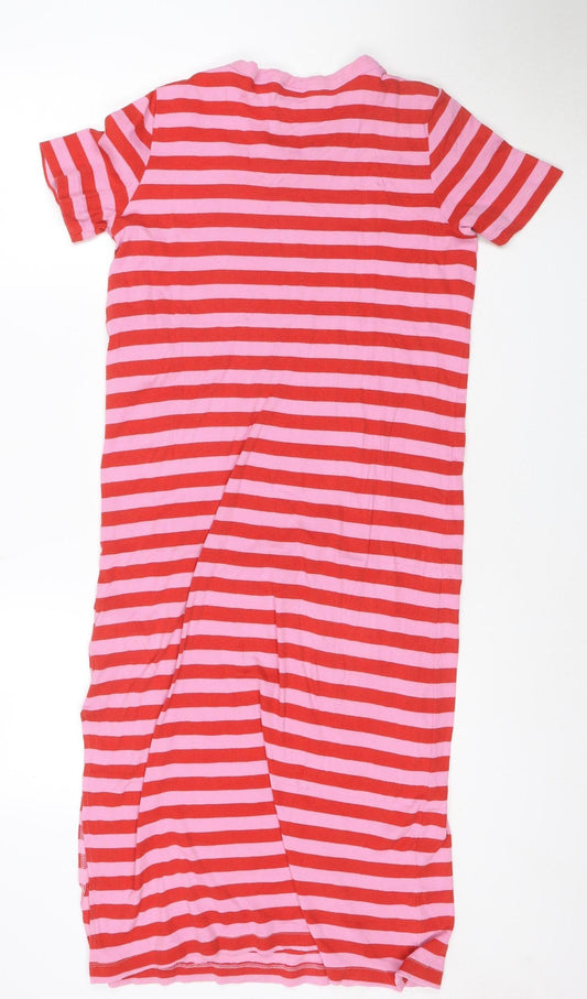 H&M Women’s Pink Red Stripe T-Shirt Dress Size S Cotton Modal