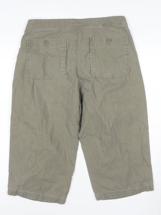 EASY Women’s Green Linen Cropped Trousers Size L 34in Waist