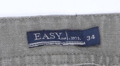 EASY Women’s Green Linen Cropped Trousers Size L 34in Waist
