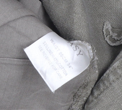 EASY Women’s Green Linen Cropped Trousers Size L 34in Waist