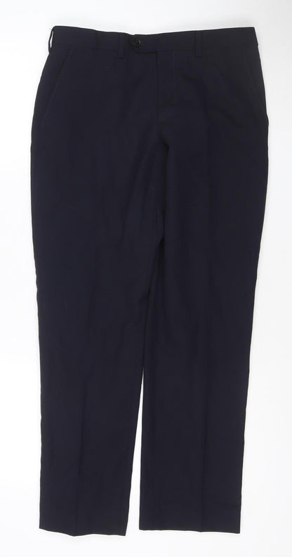 Next Men’s Black Wool Blend Dress Pants 30S Regular Fit Formal Trousers