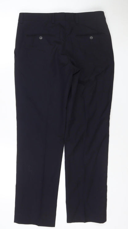 Next Men’s Black Wool Blend Dress Pants 30S Regular Fit Formal Trousers