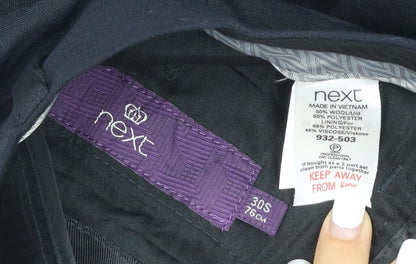 Next Men’s Black Wool Blend Dress Pants 30S Regular Fit Formal Trousers
