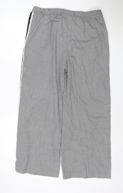 Marks and Spencer Womens Black Houndstooth Wide-Leg Slim Trousers Size 16