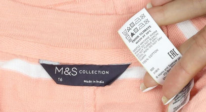 Marks and Spencer Womens Pink Striped Cotton Tank Top Size 16