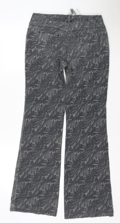 Next Women’s Grey Paisley Straight Jeans Size 8 Regular Stretch Denim