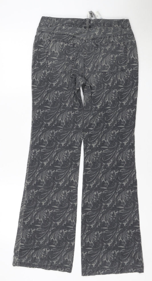Next Women’s Grey Paisley Straight Jeans Size 8 Regular Stretch Denim