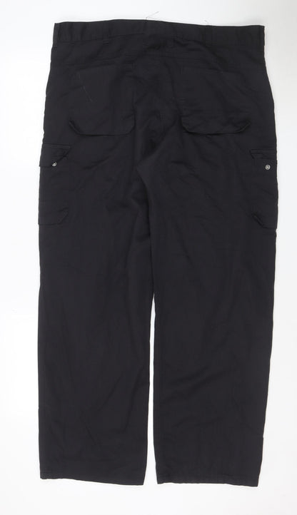 ISA LEA Group Mens Black Cargo Work Trousers Size L Regular Fit