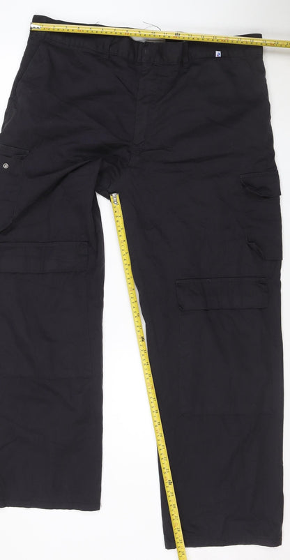 ISA LEA Group Mens Black Cargo Work Trousers Size L Regular Fit