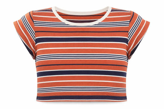 Lee Women’s Multicoloured Striped Cropped T-Shirt XS