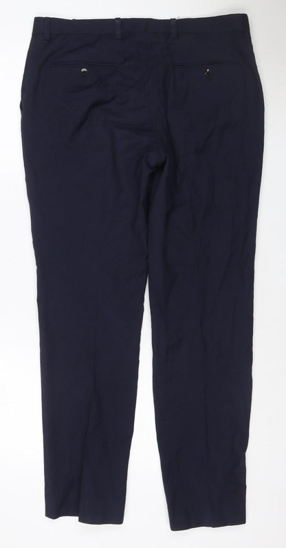 Next Women’s Blue Tailored Straight Leg Work Trousers Size 18 34in Waist