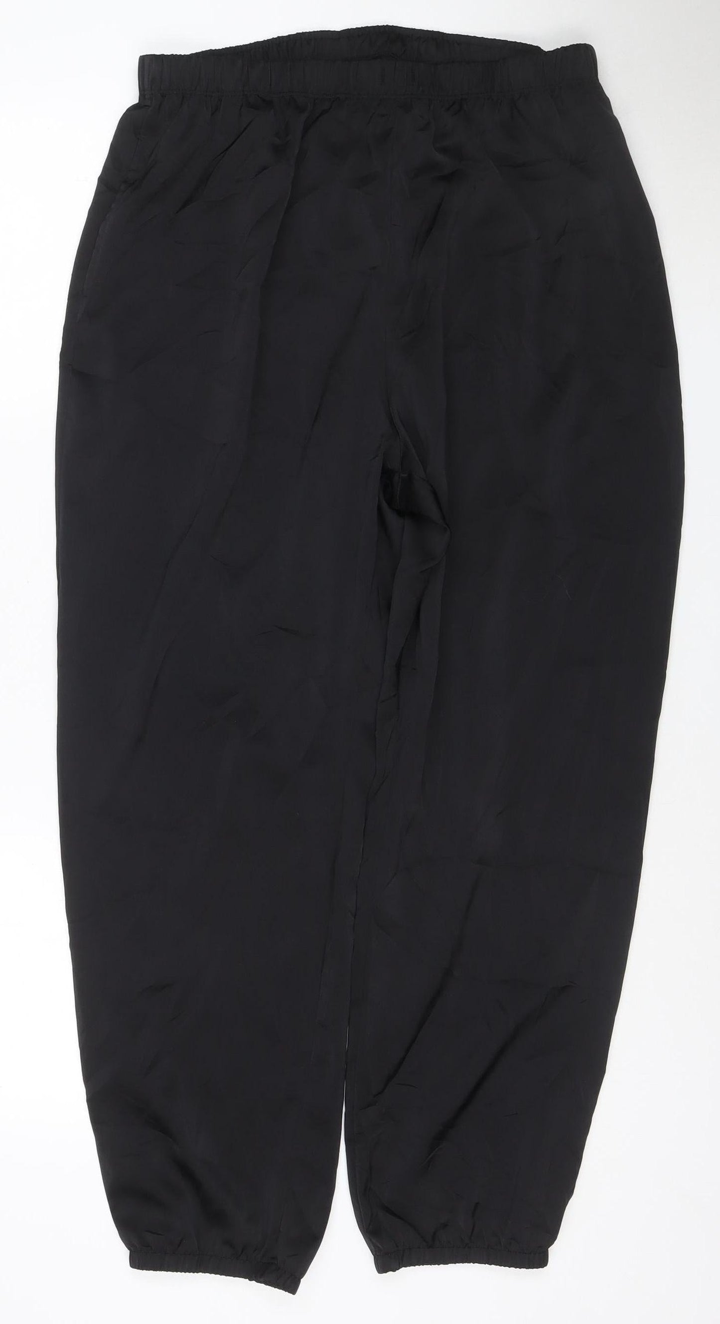 Uniqlo Women Black Polyester Elastic Waist Relaxed Harem Trousers Size 14