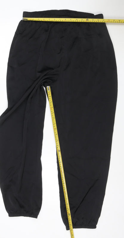 Uniqlo Women Black Polyester Elastic Waist Relaxed Harem Trousers Size 14