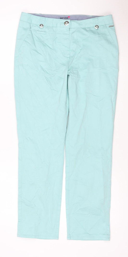 Marks and Spencer Women Green Size 10 Short Straight Stretch Jeans