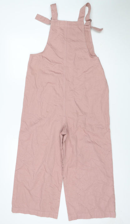 Marks and Spencer Women Pink Cotton Dungaree Jumpsuit Size 10