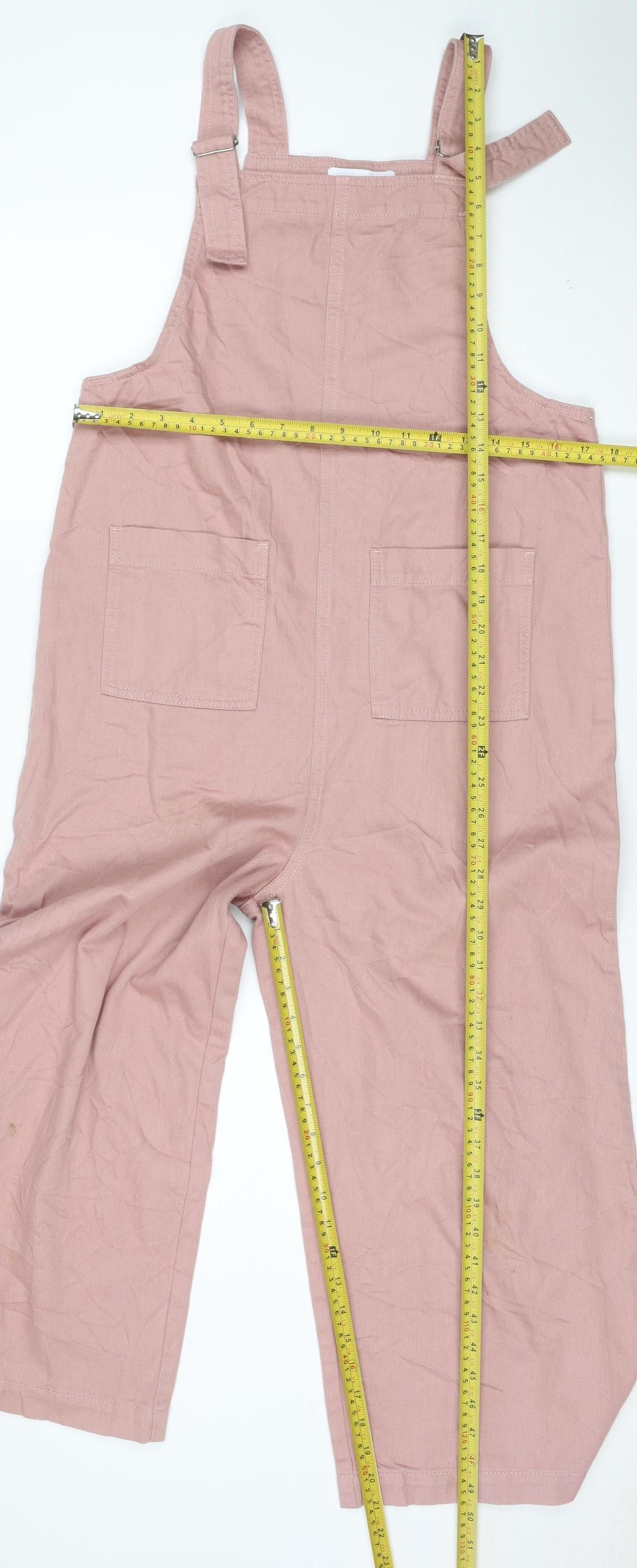 Marks and Spencer Women Pink Cotton Dungaree Jumpsuit Size 10