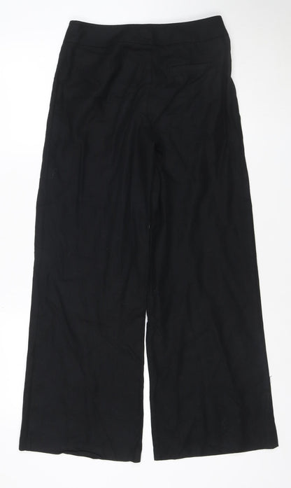 Marks and Spencer Women's Black Linen Blend Wide Leg Trousers Size 8