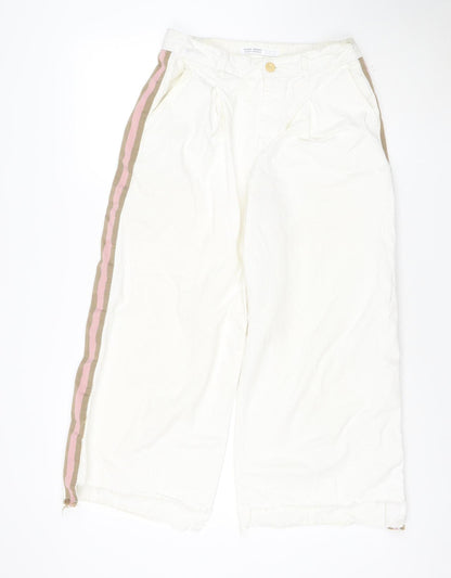 Zara Basic Women White Wide-Leg Denim Jeans Size 10