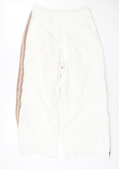 Zara Basic Women White Wide-Leg Denim Jeans Size 10