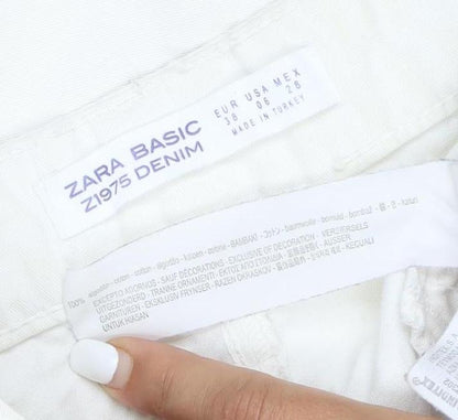 Zara Basic Women White Wide-Leg Denim Jeans Size 10