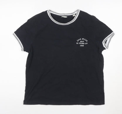 Jack Wills Women's Black Ringer T-Shirt Size M