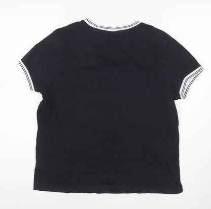 Jack Wills Women's Black Ringer T-Shirt Size M