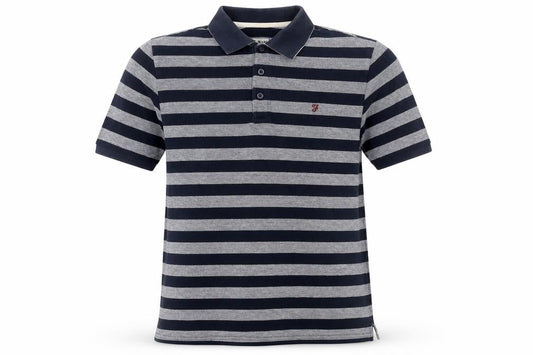 Farah Classic Men's Blue Striped Cotton Polo Shirt Size M