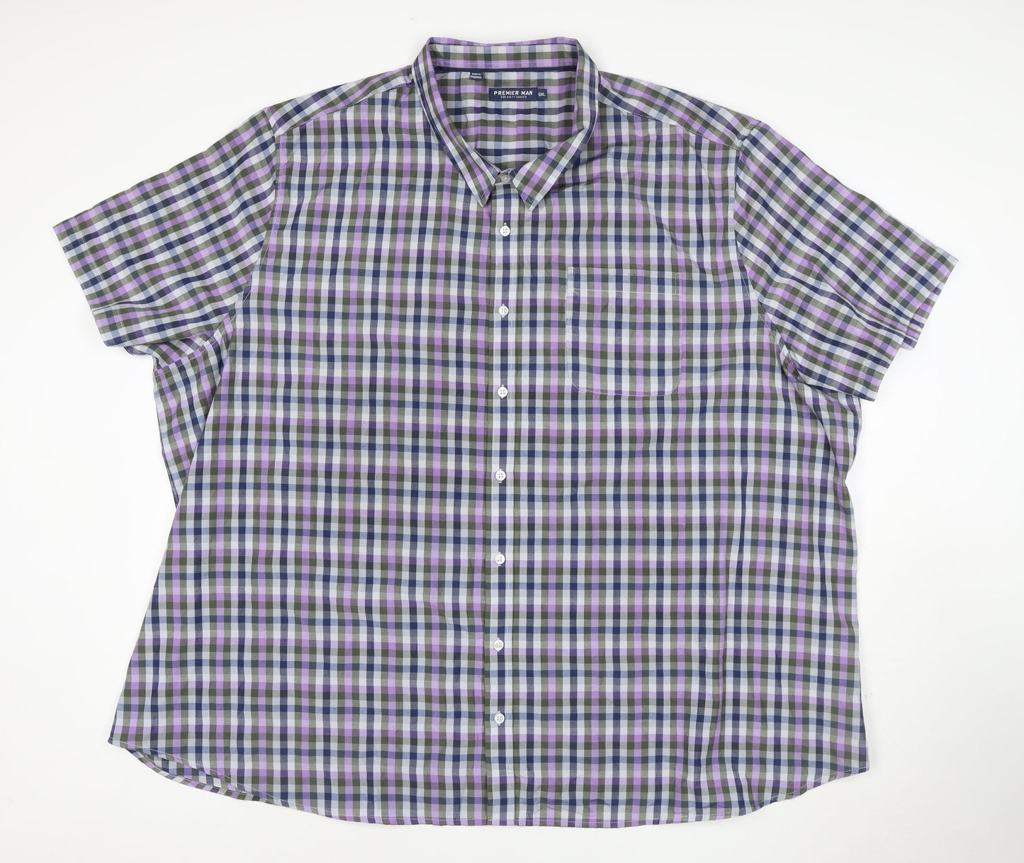 Premier Man Men's Multicoloured Check Short Sleeve 5XL Casual Shirt