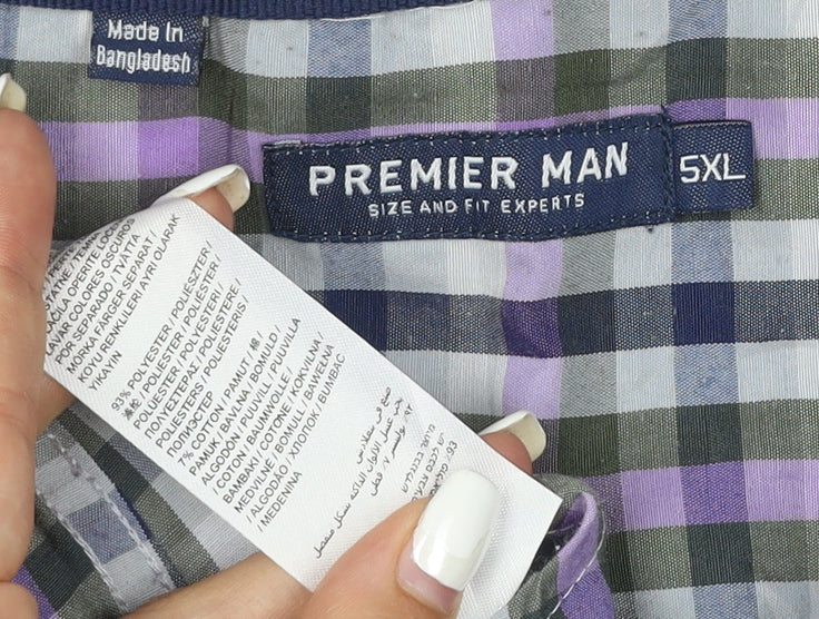 Premier Man Men's Multicoloured Check Short Sleeve 5XL Casual Shirt