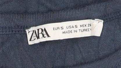 ZARA Women's Blue Cotton Basic Short Sleeve T-Shirt Size S