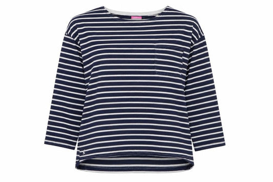Joules Women’s Blue Striped 3/4 Sleeve Cotton T-Shirt Size L