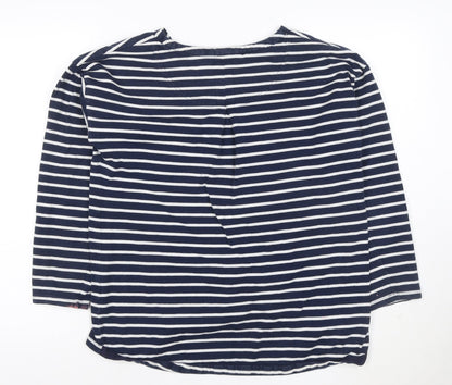 Joules Women’s Blue Striped 3/4 Sleeve Cotton T-Shirt Size L