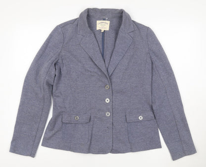 Cambridge Dry Goods Women's Blue Size 14 Cotton Blend Single-Breasted Blazer
