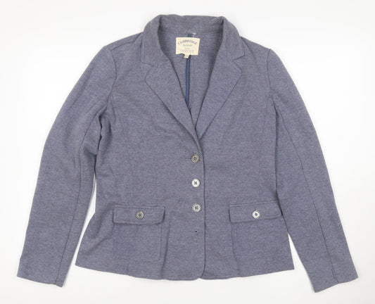 Cambridge Dry Goods Women's Blue Size 14 Cotton Blend Single-Breasted Blazer