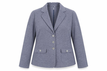 Cambridge Dry Goods Women's Blue Size 14 Cotton Blend Single-Breasted Blazer