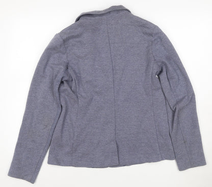 Cambridge Dry Goods Women's Blue Size 14 Cotton Blend Single-Breasted Blazer