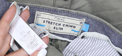 Next Mens Green Slim Fit Stretch Chino Trousers 30R