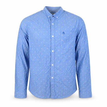 Original Penguin Men's Blue Slim Fit Button-Up Shirt L