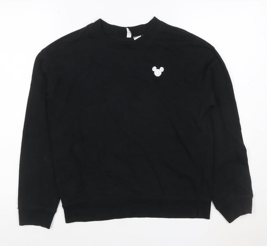 H&M Divided Women Black Mickey Mouse Pullover Sweatshirt Size S