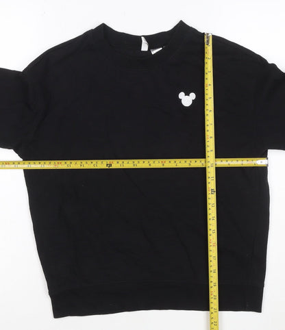 H&M Divided Women Black Mickey Mouse Pullover Sweatshirt Size S