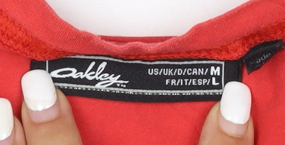 Oakley Women's Red Graphic Print Short Sleeve Cotton T-Shirt M