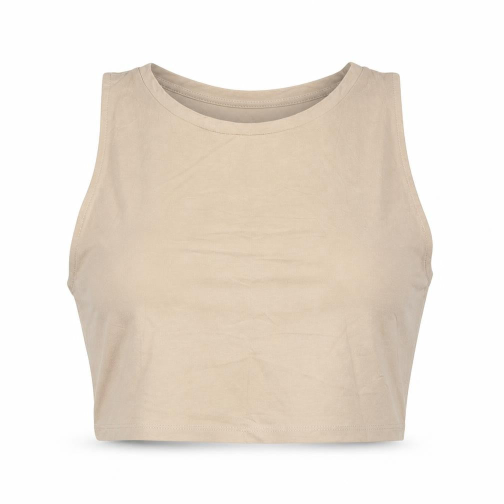 Zara Women Beige Cropped Cotton Tank Top Size S
