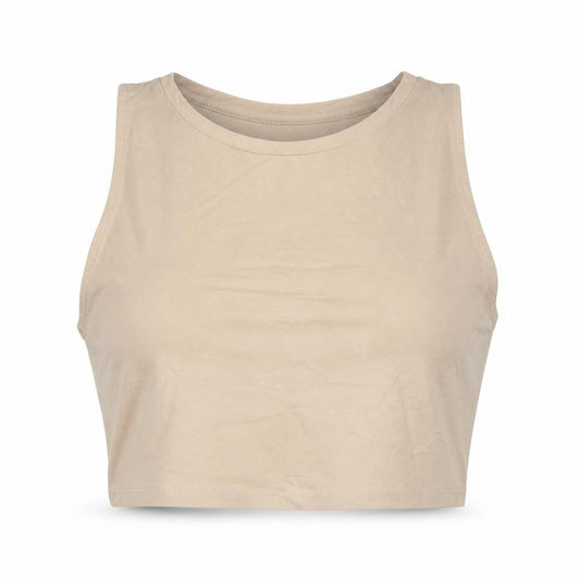 Zara Women Beige Cropped Cotton Tank Top Size S