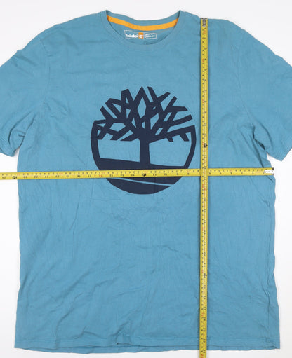 Timberland Men's Blue 3XL Regular Fit Cotton Graphic T-Shirt