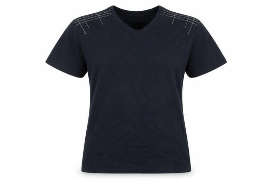 River Island Women's Black V-Neck Cotton T-Shirt Medium