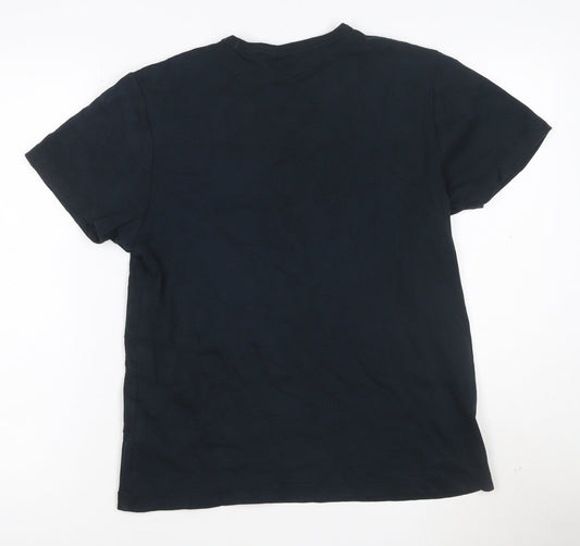 River Island Women's Black V-Neck Cotton T-Shirt Medium